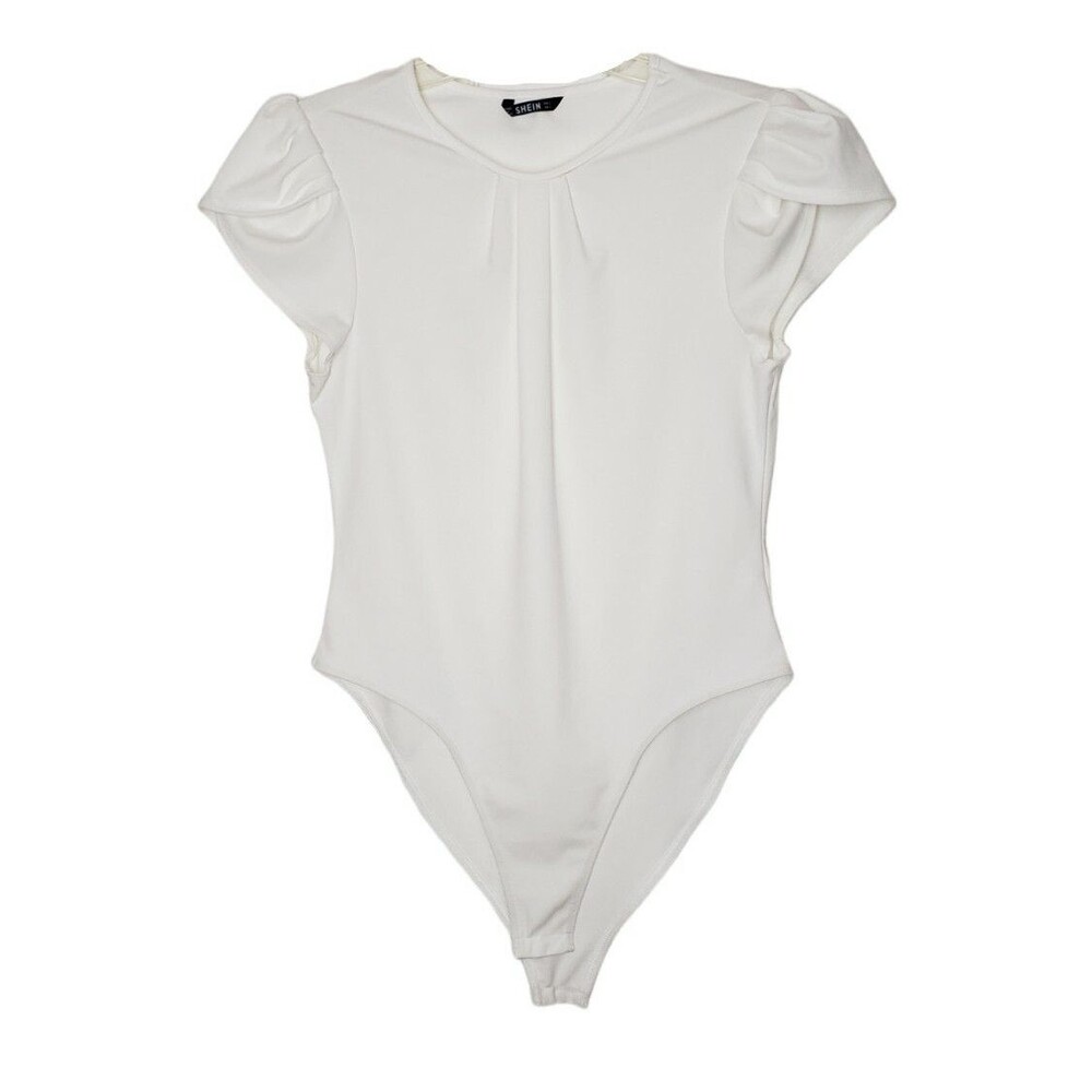 Shein Size Large White Shortsleeve Bodysuit Cap Sleeves